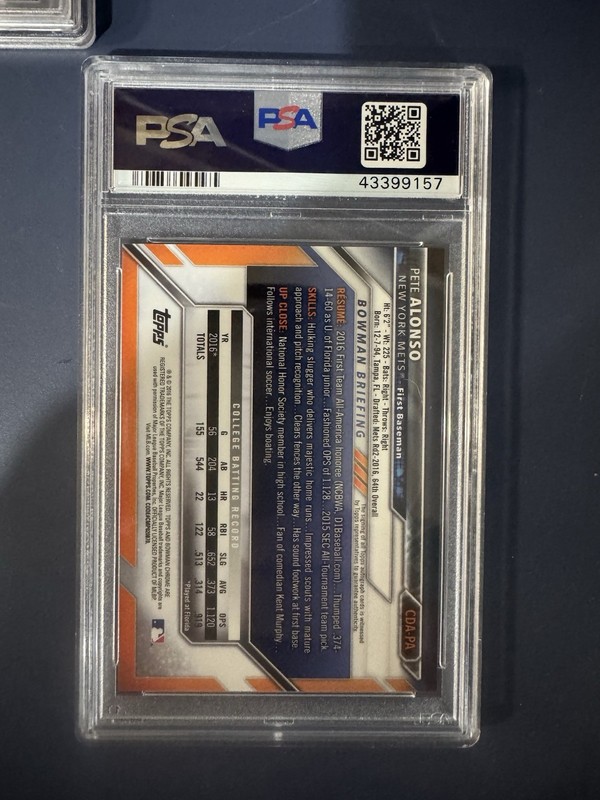 2016 Bowman Draft Pete Alonso Chrome Auto Refractor Mets PSA 10 GEM MINT view 2