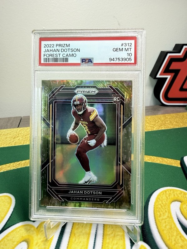 2022 Panini Prizm Jahan Dotson Auto RC Camo #/25 PSA 10 Rookie Falcons