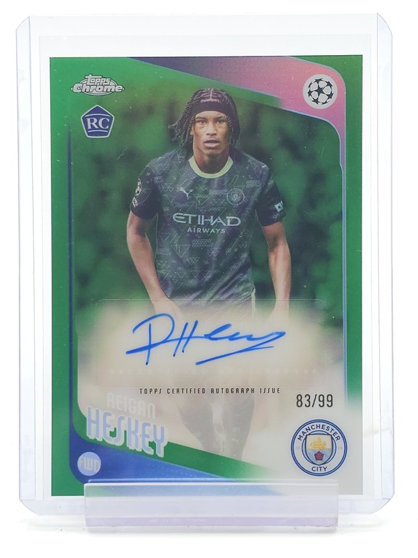 REIGAN HESKEY 2025-26 TOPPS CHROME UEFA GREEN ROOKIE AUTO /99 #CA-AHE Q5332