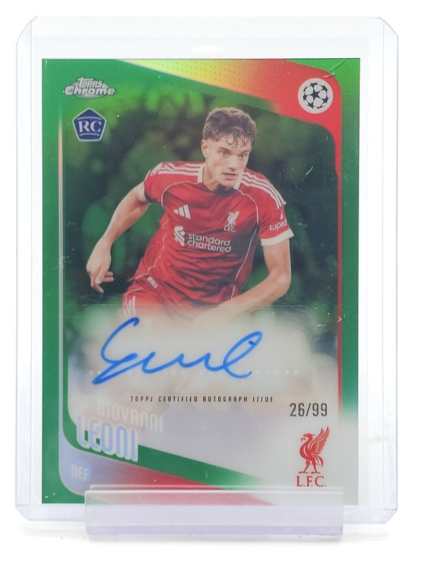 GIOVANNI LEONI 2025-26 TOPPS CHROME UEFA GREEN ROOKIE AUTO /99 #CA-GL Q5332