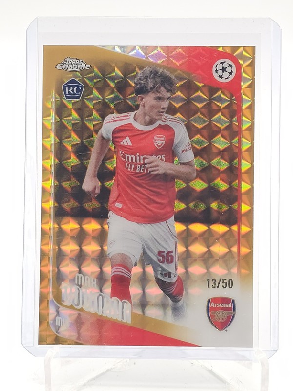 MAX DOWMAN 2025-26 TOPPS CHROME UCL GOLD PRIZM ROOKIE /50 #57 Q5332