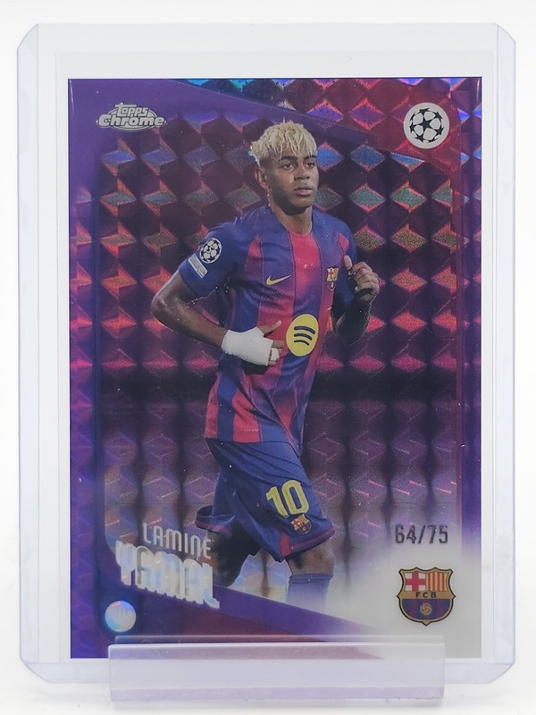 LAMINE YAMAL 2025-26 TOPPS CHROME UEFA PURPLE GEOMETRIC /75 #10 Q5332