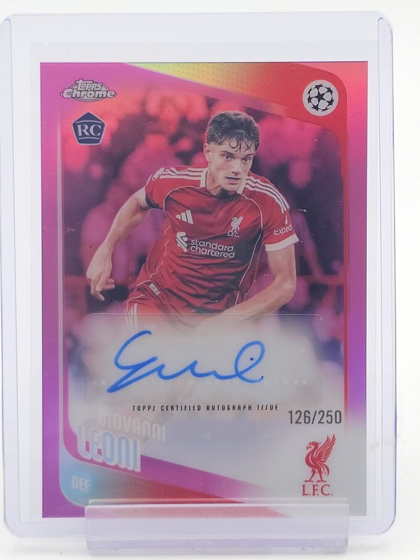 GIOVANNI LEONI 2025-26 TOPPS CHROME UEFA PINK ROOKIE AUTO /250 #CA-GL Q5332