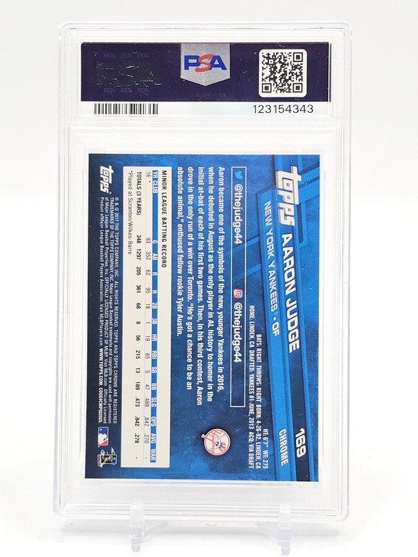 AARON JUDGE 2017 TOPPS CHROME ROOKIE #169 YANKEES PSA 10 Q5752 view 2