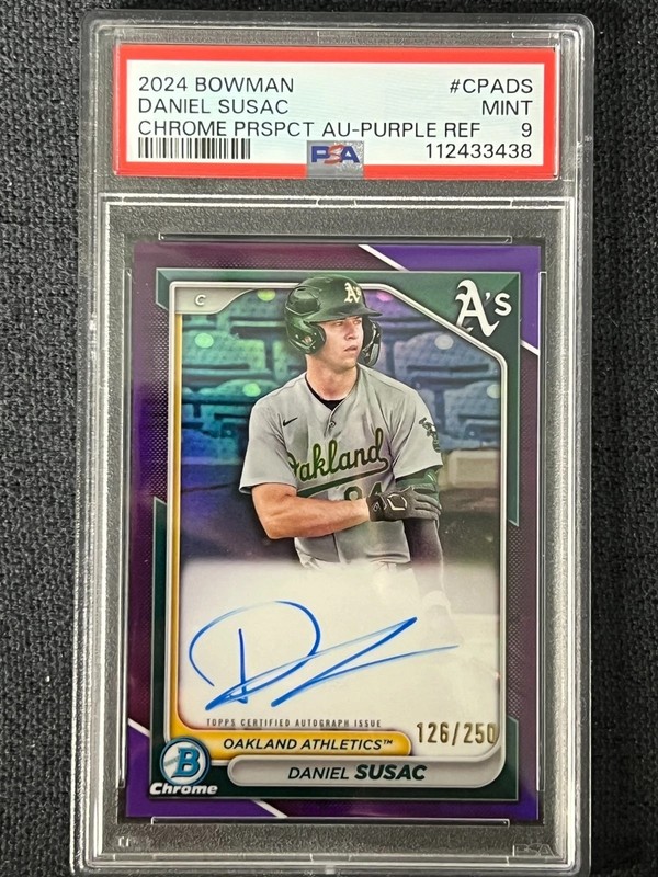 2024 Bowman Chrome Purple Daniel Susac Auto 126/250 PSA 9 Autograph Refractor RC