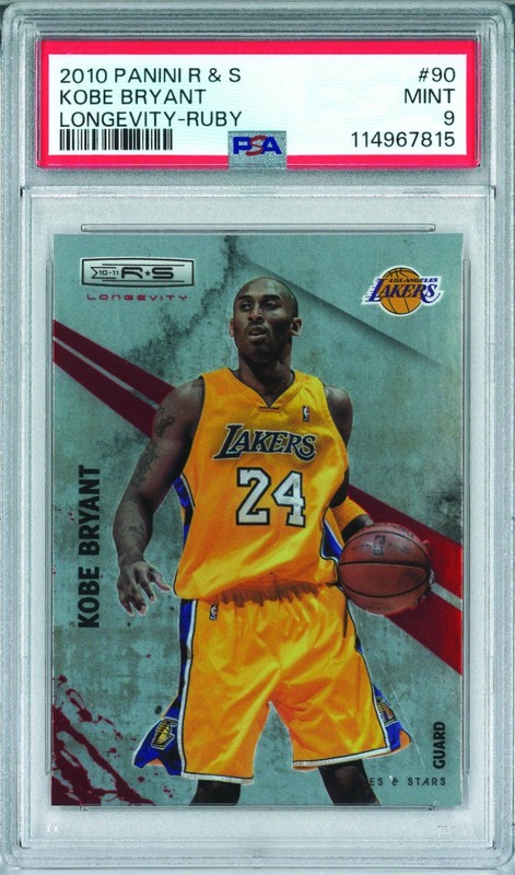 PSA 9 KOBE BRYANT 2010-11 PANINI ROOKIES & STARS LONGEVITY RUBY #/250 LAKERS #90
