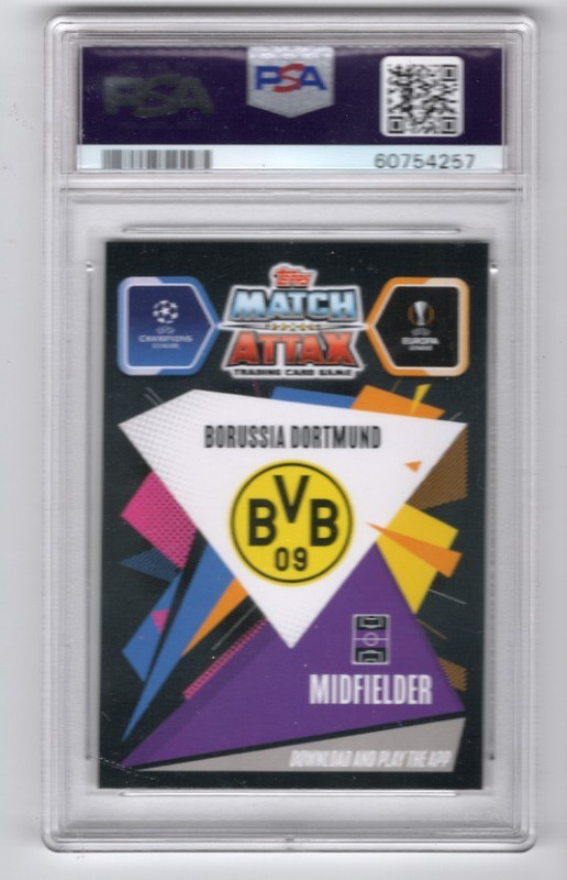 2020 Topps Chrome 90 Jude Bellingham Match Attax Refractor PSA 10 view 2