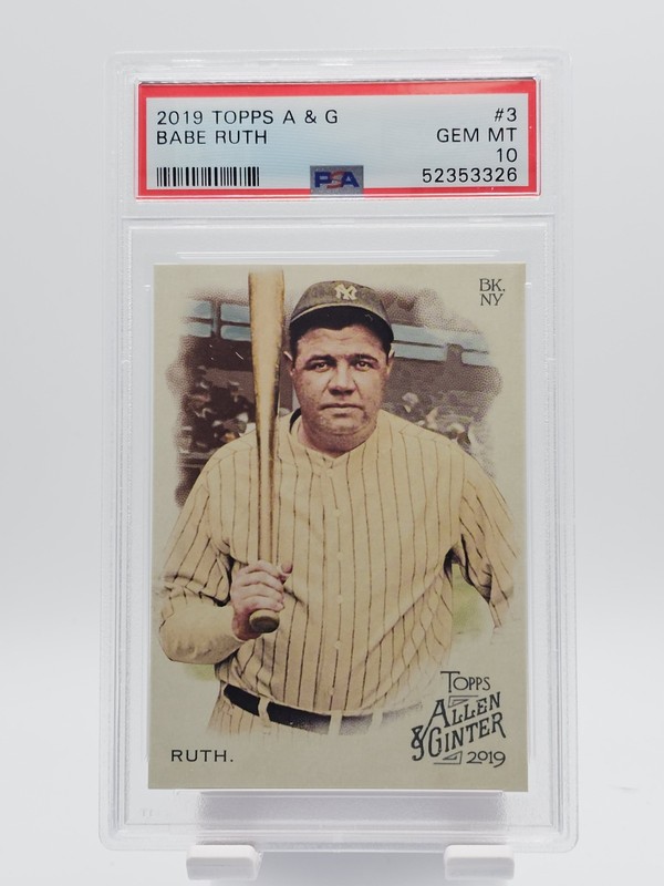 BABE RUTH 2019 TOPPS ALLEN & GINTER BASEBALL #3 YANKEES PSA 10 GEM MT Q1725