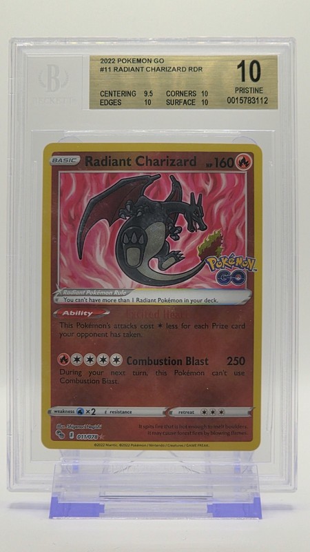 🔥 2022 Pokemon Go Radiant Charizard Rare Holo #011 BGS PRISTINE 10!! 🔥  POP 86