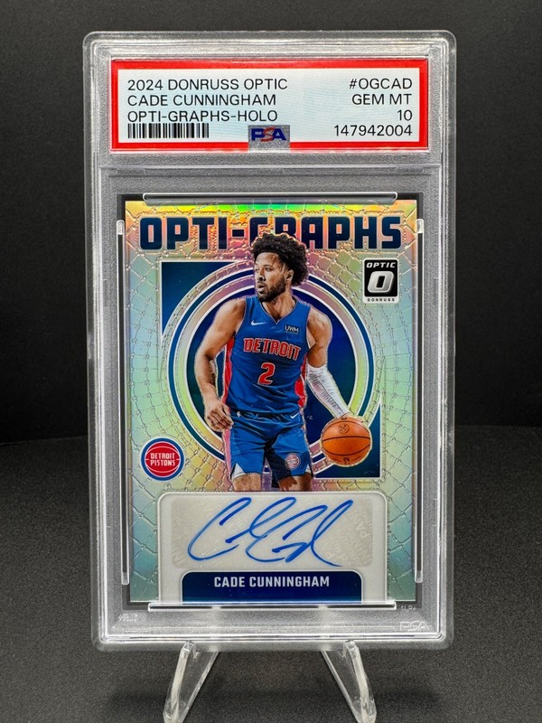 2024-25 Donruss Optic Cade Cunningham Opti-Graphs Auto Holo /99 PSA 10 Pistons