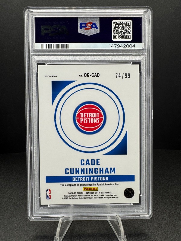 2024-25 Donruss Optic Cade Cunningham Opti-Graphs Auto Holo /99 PSA 10 Pistons view 2