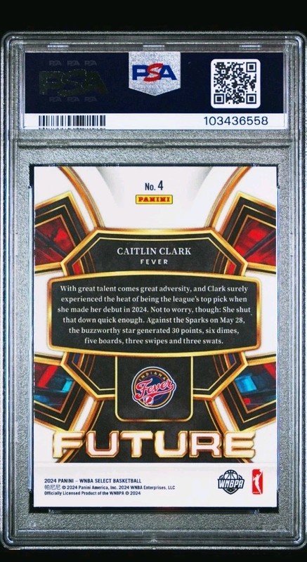 Caitlin CLARK 2024 Panini Select FUTURE 4 RC PSA 9 Indiana Fever! 3A view 2