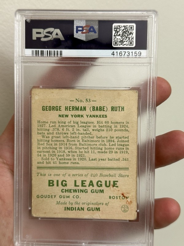 1933 Goudey #53 Babe Ruth New York Yankees PSA 2 (MK) GOOD Yellow Batting view 2