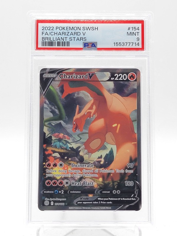 CHARIZARD V 2022 POKEMON BRILLIANT STARS FULL ART #154 PSA 9 Q0895
