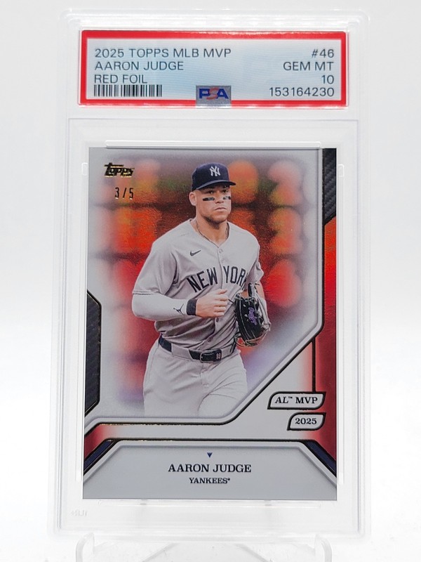 AARON JUDGE 2025 TOPPS MLB MVP RED FOIL /5 #46 YANKEES PSA 10 Q3855