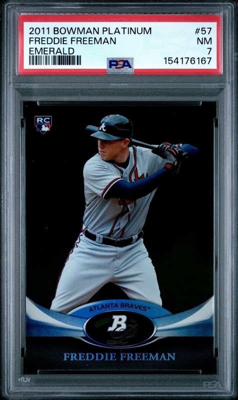 FREDDIE FREEMAN 2011 BOWMAN PLATINUM 57 EMERALD 🔥 ROOKIE PARALLEL 📈 PSA 7