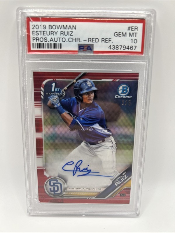 2019 Bowman Chrome Red Refractor 1/5 Auto Esteury Ruiz PSA 10 RC