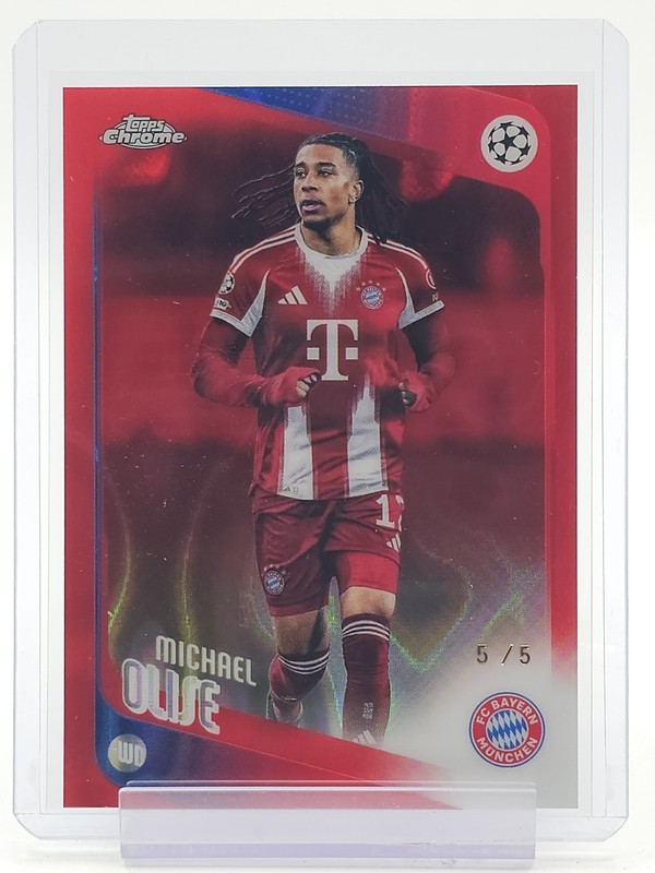 MICHAEL OLISE 2025-26 TOPPS CHROME UCL RED LAVA REFRACTOR BAYERN 5/5 Q2723