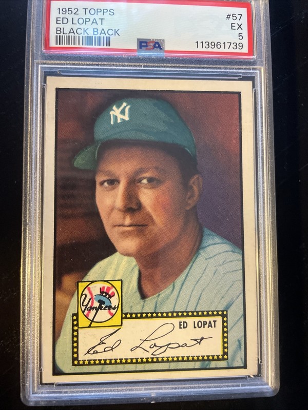 1952 Topps # 57 Ed Lopat Black Back PSA 5 EX - Centered