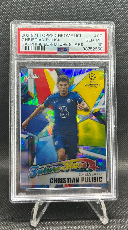2020-21 Topps Chrome UCL Sapphire Future Stars Christian Pulisic PSA 10