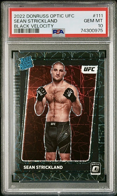 2020 Donruss Optic UFC #111 RC Sean Strickland Black Velocity /39 PSA 10 POP 1