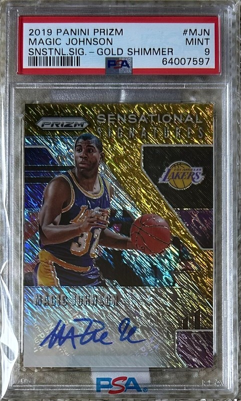 2019 PANINI PRIZM SS GOLD SHIMMER AUTO /10 MAGIC JOHNSON PSA 9