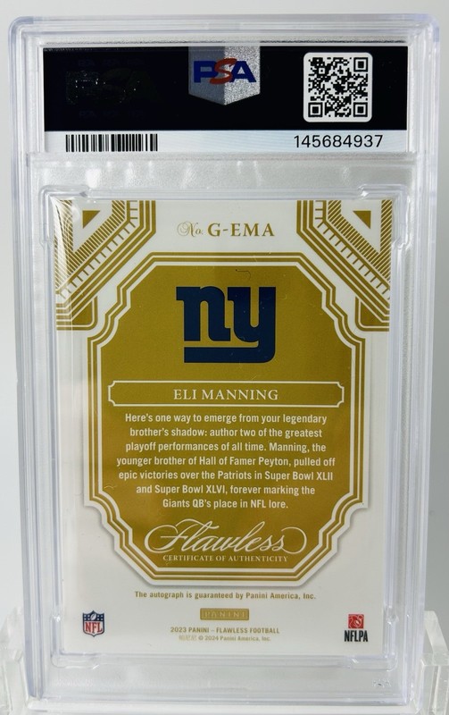 2023 Panini Flawless Eli Manning Greats Auto PSA 7 view 2