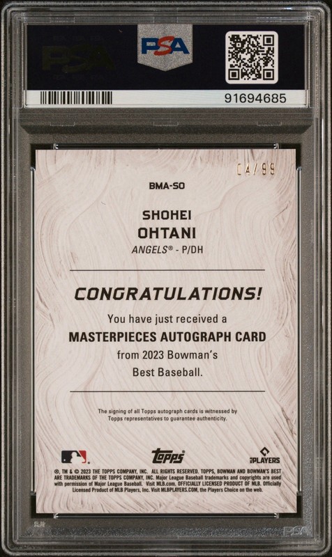 2023 Bowmans Best Shohei Ohtani Masterpieces Auto PSA 9 Auto 10 /99 view 2