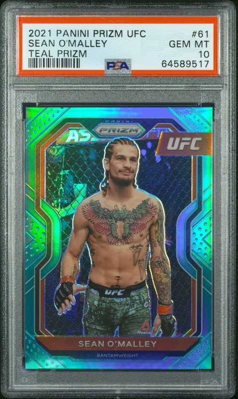 2021 Panini Prizm UFC Sean O'Malley #61 Teal Prizm /49 PSA 10