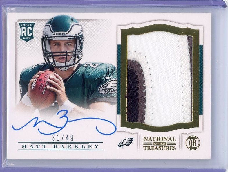 2013 National Treasures Matt Barkley RPA Rookie Patch Auto /99 Phila Eagles T1