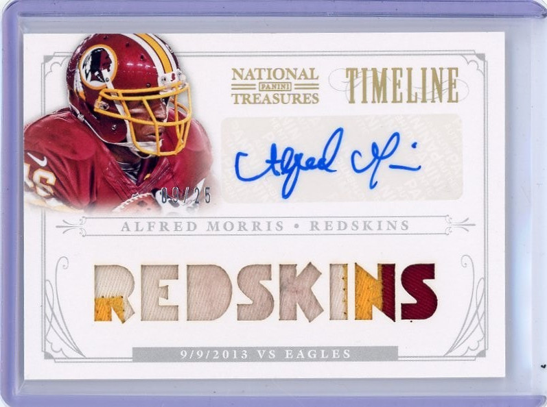 2013 National Treasures Alfred Morris Timeline Auto Relic /25 Wash Redskins T1