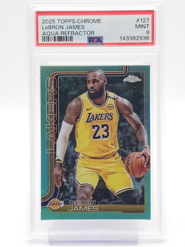 LEBRON JAMES 2025-26 TOPPS CHROME AQUA REFRACTOR /199 #127 MINT PSA 9 Q5786