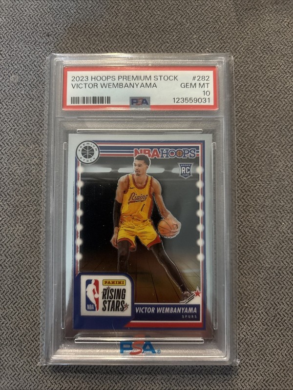 2023-24 Panini NBA HOOPS Premium Stock Rising Stars Victor Wembanyama PSA 10