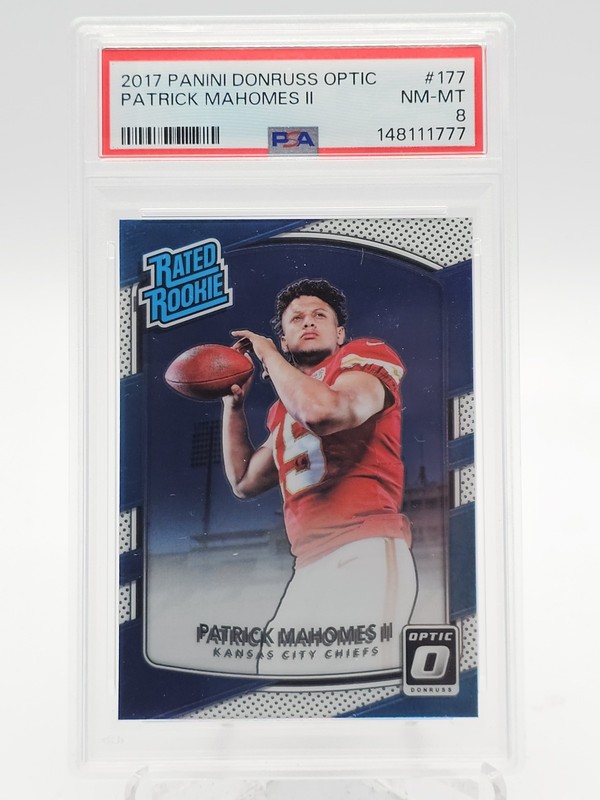 PATRICK MAHOMES II 2017 DONRUSS OPTIC RATED ROOKIE #177 CHIEFS PSA 8 Q6029