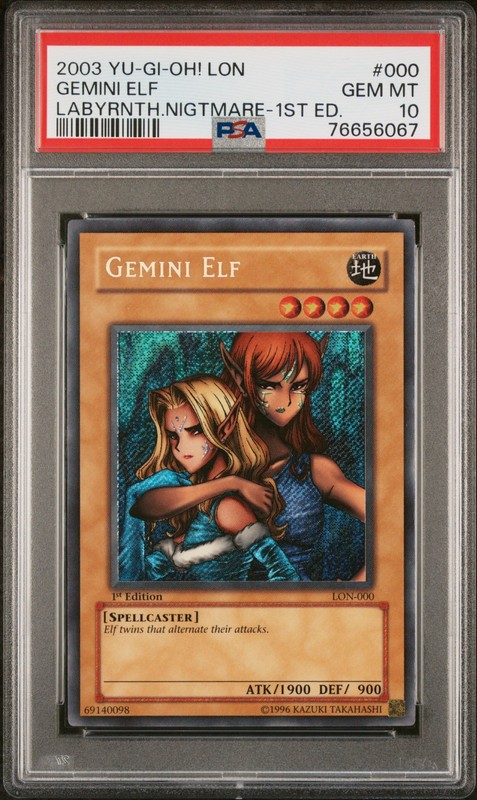 Gemini Elf LON-000 1st Edition Secret Rare FOIL BLEED Yugioh PSA 10 *067