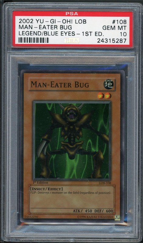 Man-eater Bug LOB-108 Super Rare WAVY 1st Edition Yugioh PSA 10 *287