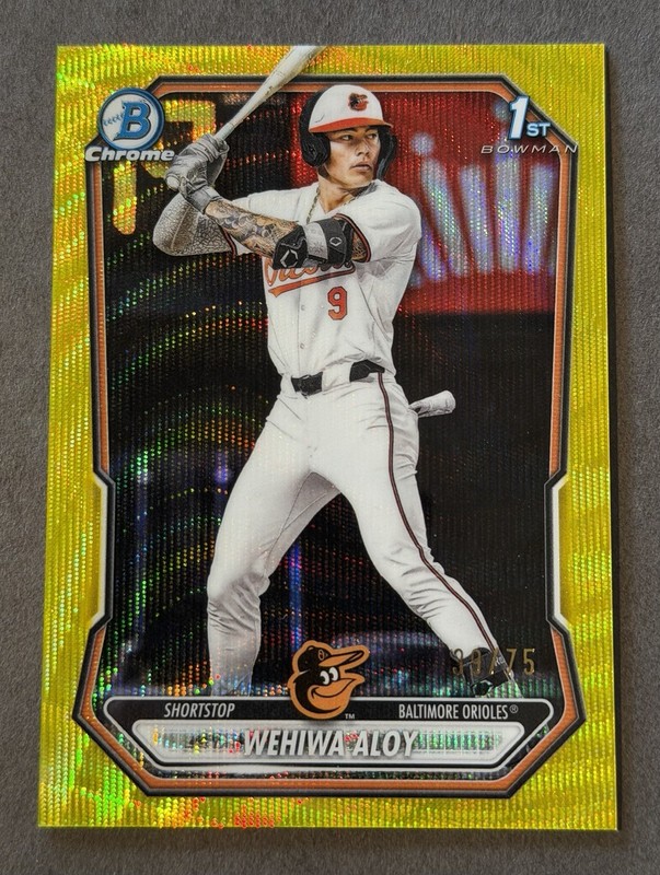 2026 Bowman Chrome Baseball Wehiwa Aloy #BCP-135 Yellow Wave Refractor 39/75