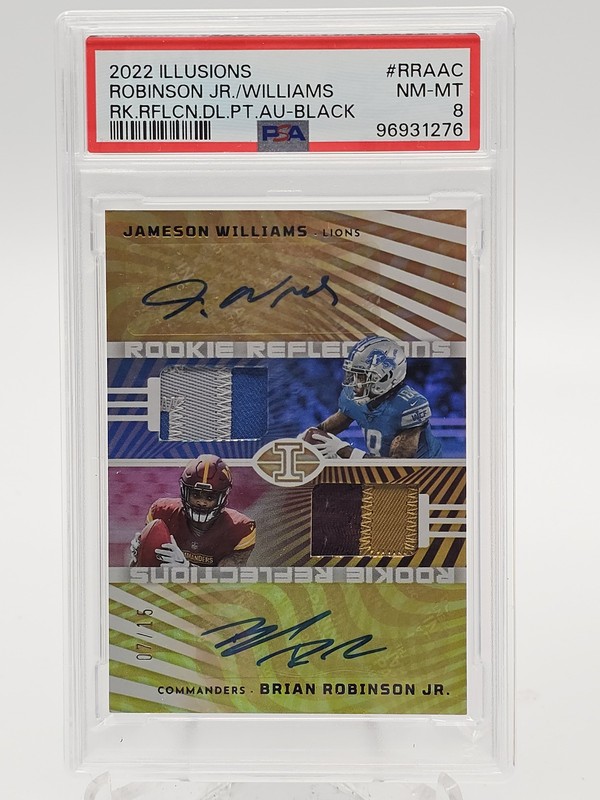 ROBINSON JR/WILLIAMS 2022 ILLUSIONS RPA ROOKIE PATCH AUTO BLACK /15 PSA 8 Q6997