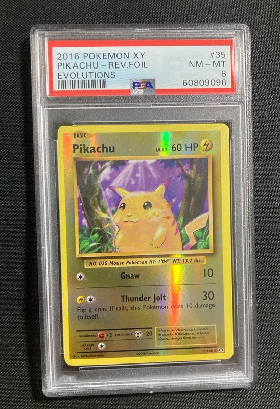 Pokemon 2016 XY Evolutions Pikachu reverse Holo #35 PSA 8