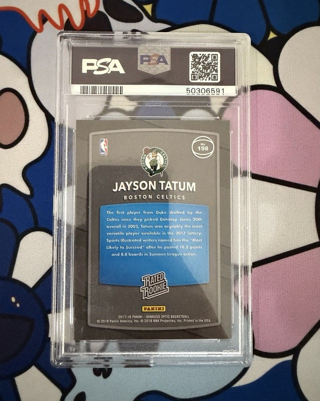 2017-18 Panini Donruss Optic Jayson Tatum Rookie RC #198 Celtics PSA 10 GEM MINT view 2