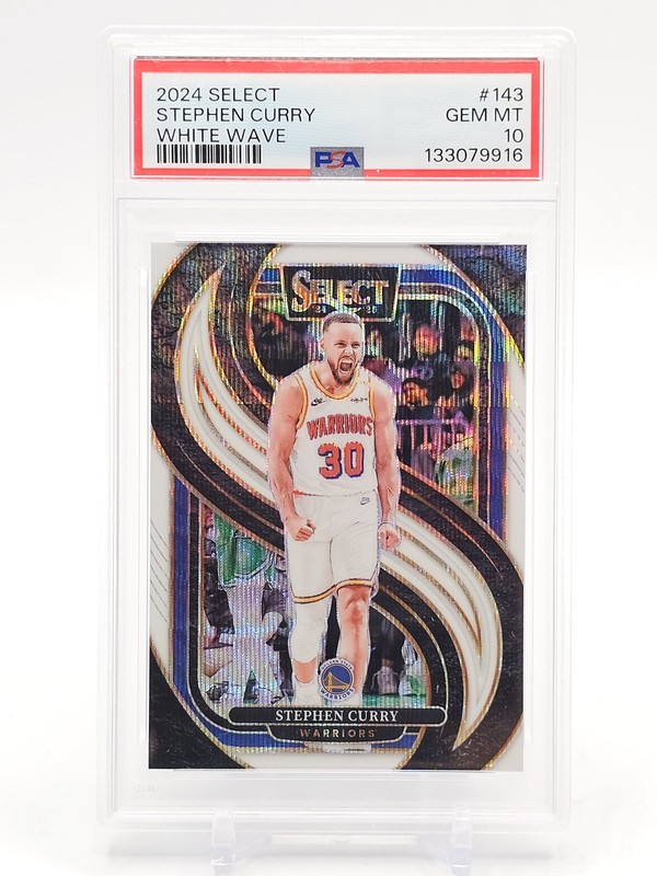 STEPHEN CURRY 2024-25 SELECT WHITE WAVE /99 #143 WARRIORS PSA 10 Q4856