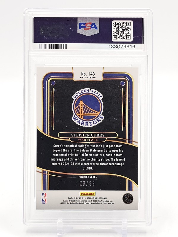 STEPHEN CURRY 2024-25 SELECT WHITE WAVE /99 #143 WARRIORS PSA 10 Q4856 view 2