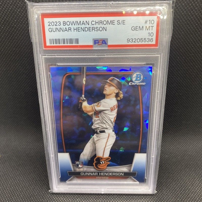 GUNNAR HENDERSON PSA 10 2023 BOWMAN CHROME SAPPHIRE #10 ROOKIE REFRACTOR RC 2214