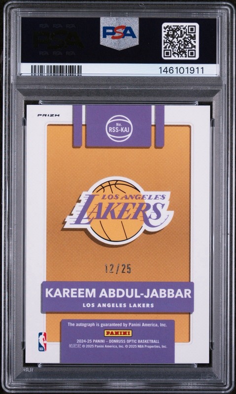 2024 Optic Kareem Abdul-Jabbar Retro Series Auto Green Intl. /25 PSA 10 - POP 1! view 2