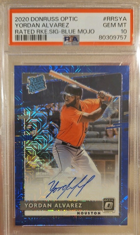 2020 Optic Rated Rookie Auto 69/99 Yordan Alvarez Blue Prizm RC HR Leader PSA 10