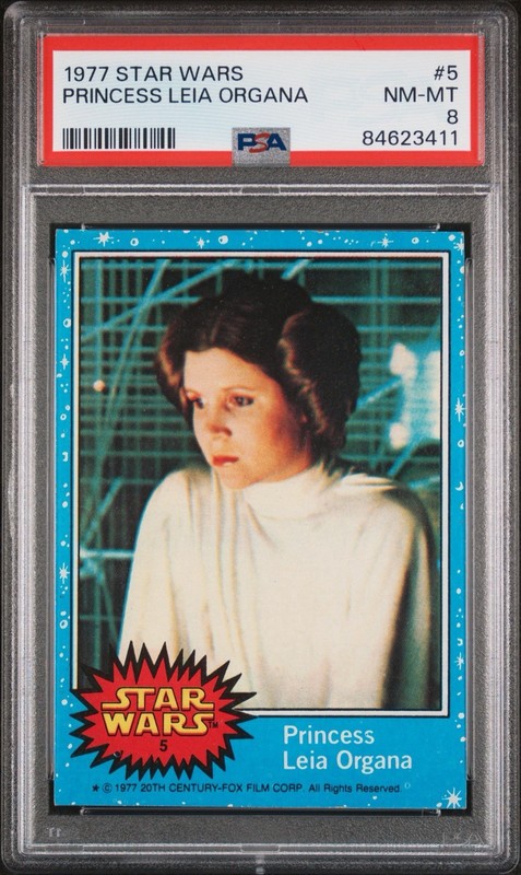 1977 TOPPS STAR WARS #5 PRINCESS LEIA ORGANA PSA 8