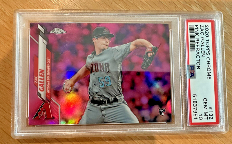 2020 Zac Gallen Topps Chrome Arizona Diamondbacks Pink Refractor RC Card PSA 10