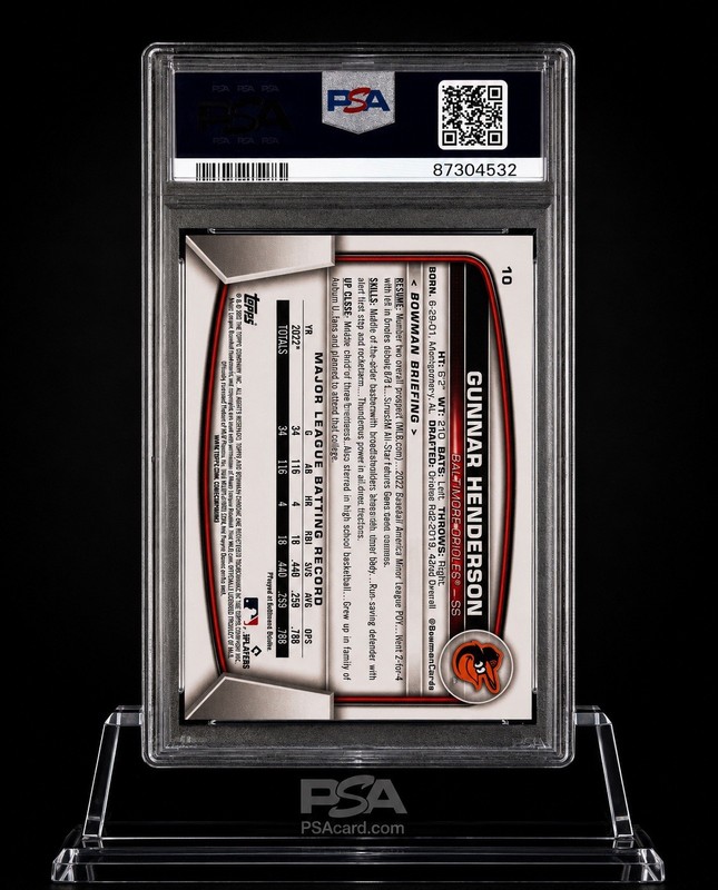 PSA 10 - 2023 Bowman Chrome - Gunnar Henderson #10 (RC) view 2
