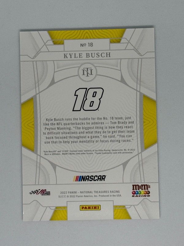 KYLE BUSCH 2022 PANINI NATIONAL TREASURES ONE OF ONE 1/1 LA1 view 2