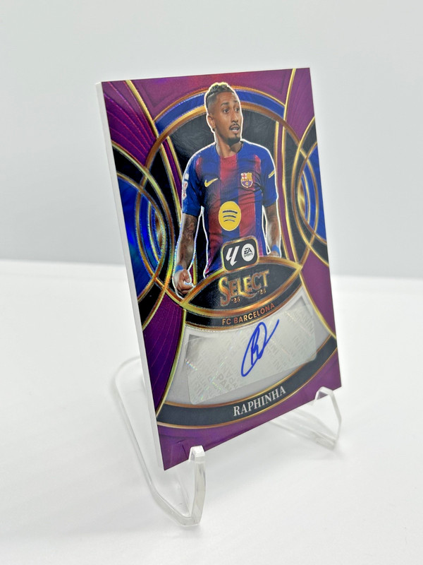 2025-26 Panini Select La Liga Raphinha Purple Prizm Auto /49 Barcelona - Brazil view 2